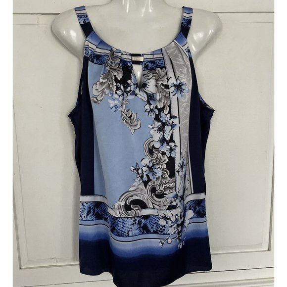 White House Black Market Tops - White House Black Market Blue/ Navy Floral Sleeveless Top Size 10